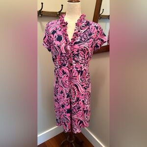 EUC Lilly Pulitzer Luxletic Pink and Blue Dress with matching shorts